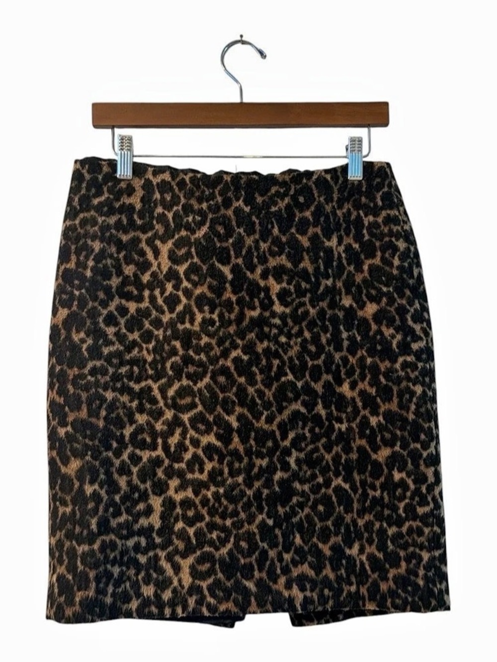 Mob Wife Talbots Leopard Pencil Skirt 8P Wool Blend Brown Black Retro Glam